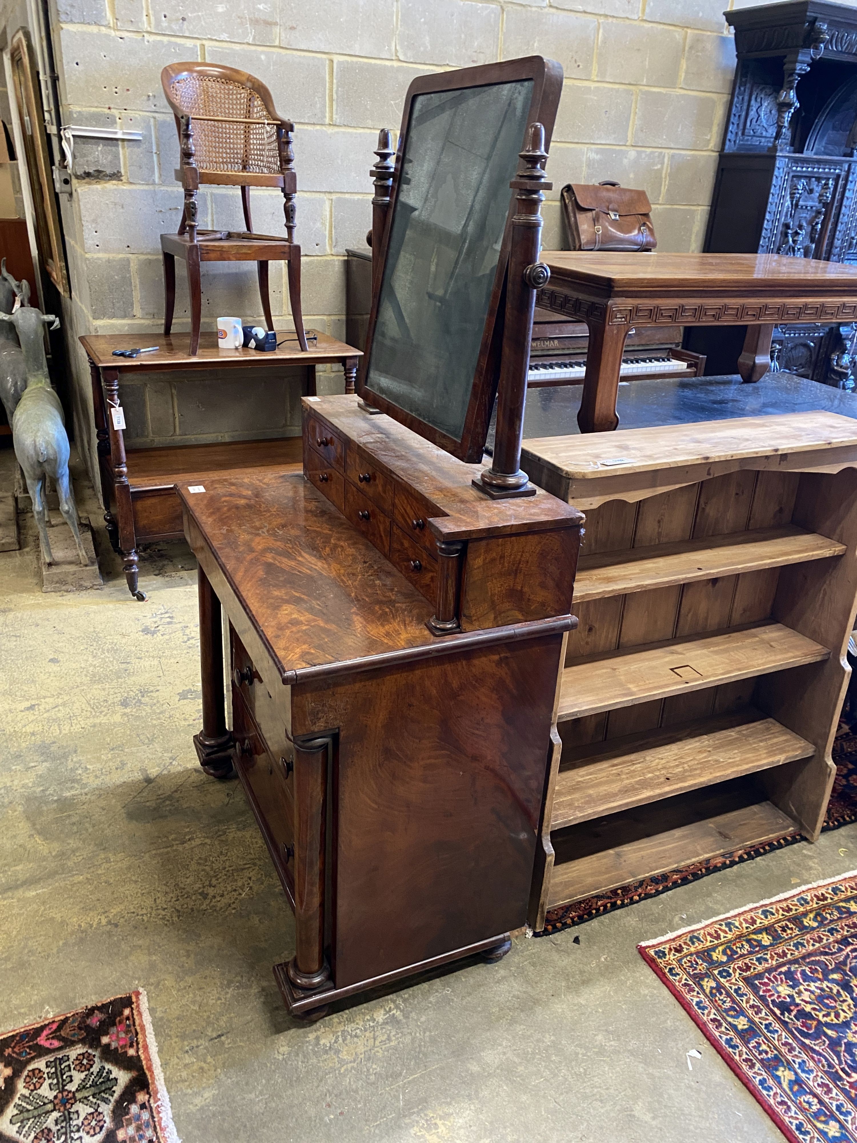 A 19th century French mahogany dressing chest, width 89cm, depth 50cm, height 165cm